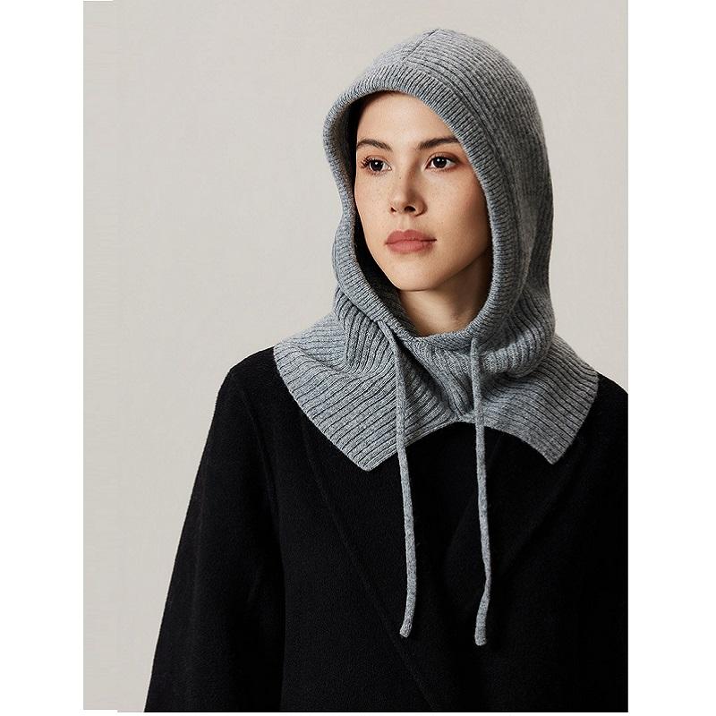 100% Wolle Gestrickte Kapuzenmütze Schal Elegante Hüte Mützen Damen Herren Winter Nackenwärmer Sturmhaube Kopfbedeckung Kappen Koreanische Mütze Winter