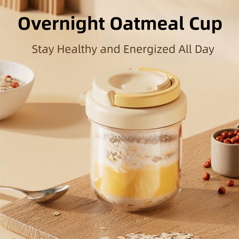 430ML Overnight Oats Container Portable Leakproof Oatmeal Cereal Nut Yogurt Cup with Lid and Spoon Fruit Salad Food Storage Box