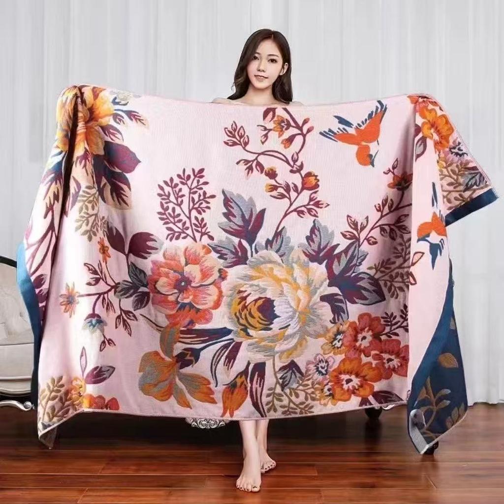 Cartoon Cat Bath Towel 80*160cm Pure Cotton Absorbent Bath Towel 5-layer Cotton Gauze Super Soft Skin-friendly and Comfortable Bathing Towel