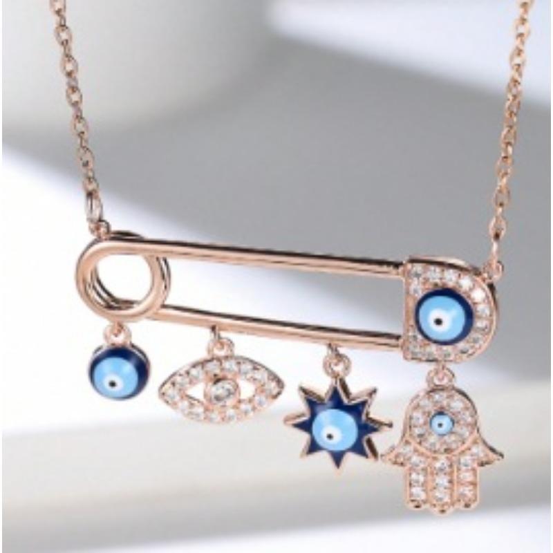

Devil s Eye Paperclip Necklace Simple Personality Niche Light Luxury Elegance розового золота