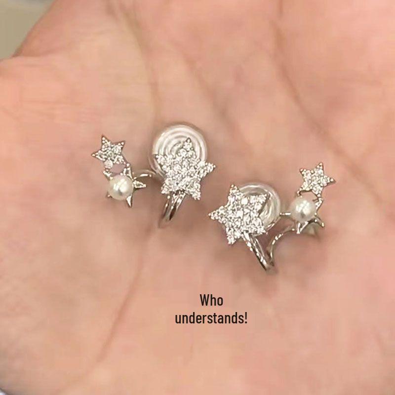 Star Zircon Pearl Ear Cuff: Women s Versatile No-Piercing Light Luxury Earrings