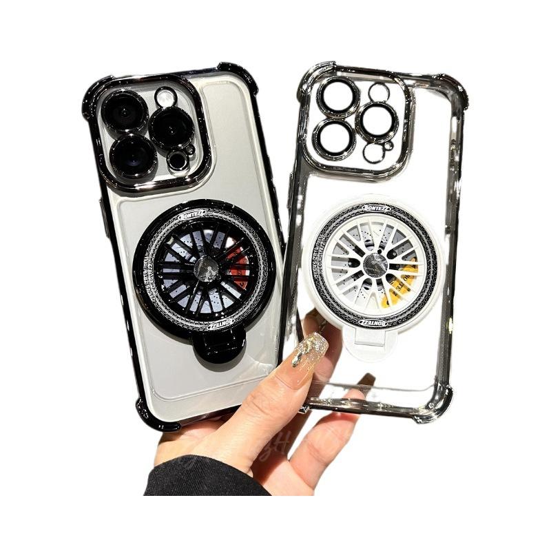 The Apple 16Promax Four-corner Anti-drop Case Is Suitable for IPhone15 Phone Case Electroplated Gyroscope Bracket Protective Cover