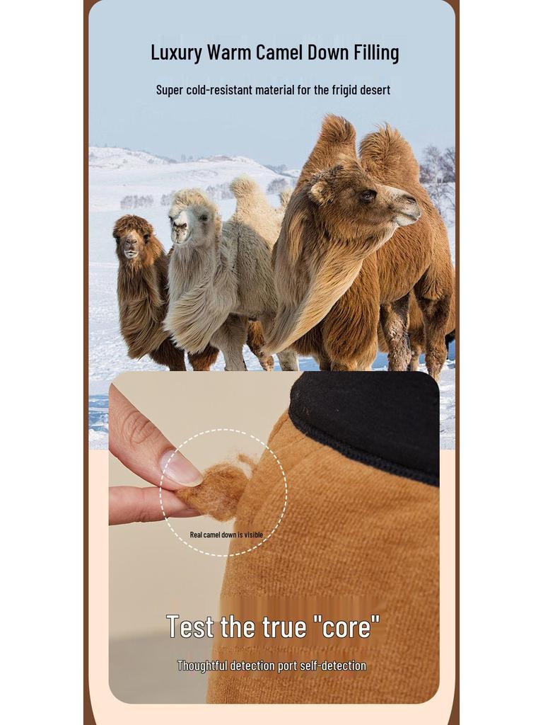 Men's and Women's Thick Camel Wool Warm Pants, High-Waisted, Plus Size, Suitable for Autumn and Winter Cold-Proof.