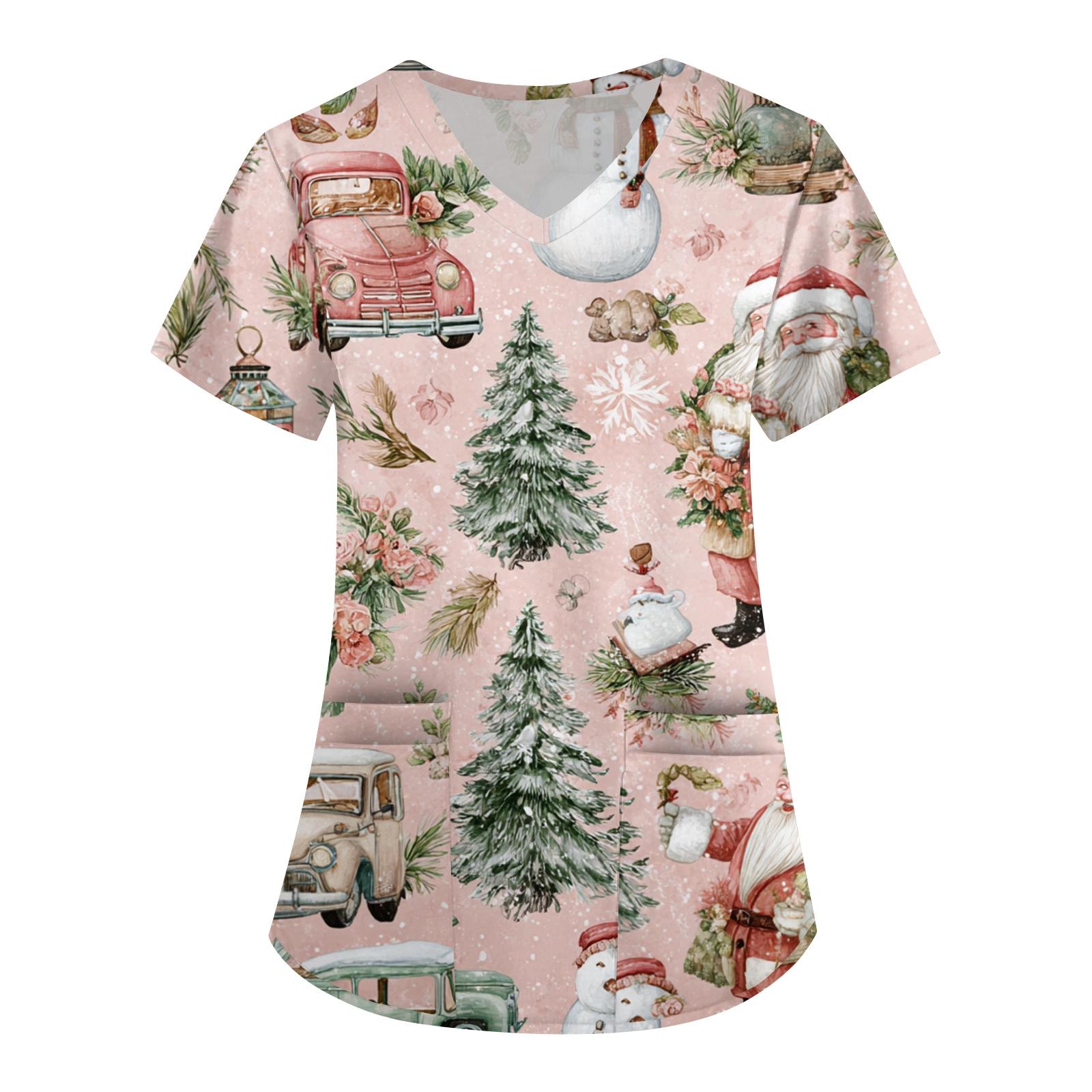 

Женская рабочая униформа с принтом, V-образный вырез, карманы, базовый короткий рукав, пуловер, топ XXXXXL бежевый