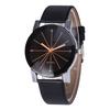 Simple Round Dial Linear Analog Faux Leather Band Women Quartz Wrist Watch Gift