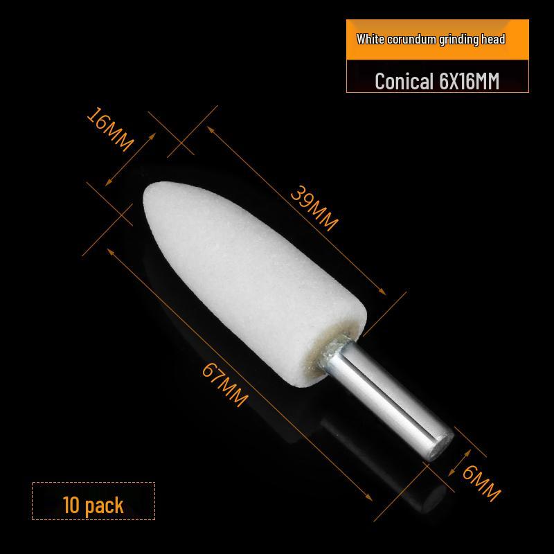Cylindrical and Conical White Corundum Grinding and Polishing Head for Electric and Wind Power Grinders - Free Shipping