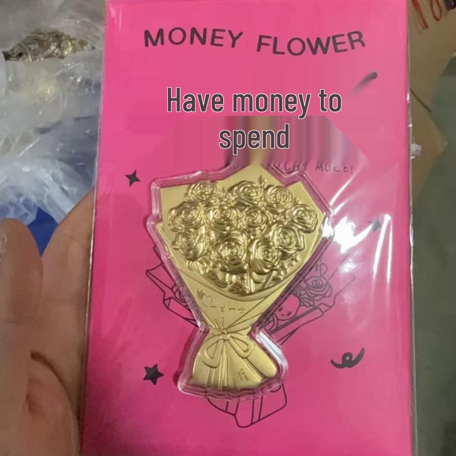 999 Gold Content Rose Flower Handheld Red Envelope - Perfect Qixi Valentine s Day Gift Gold Foil