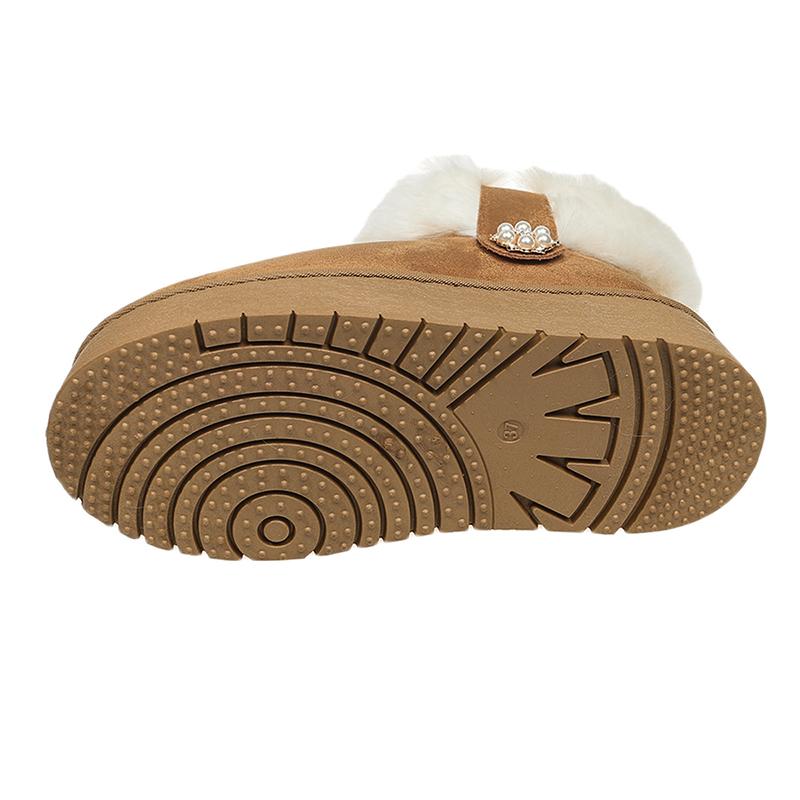Furry Soft Thick Bottom Snow Boots Women 2025 Winter Warm Fluffy Fur Ankle Boots with Platform Pearl Decoration Designer Shoes
