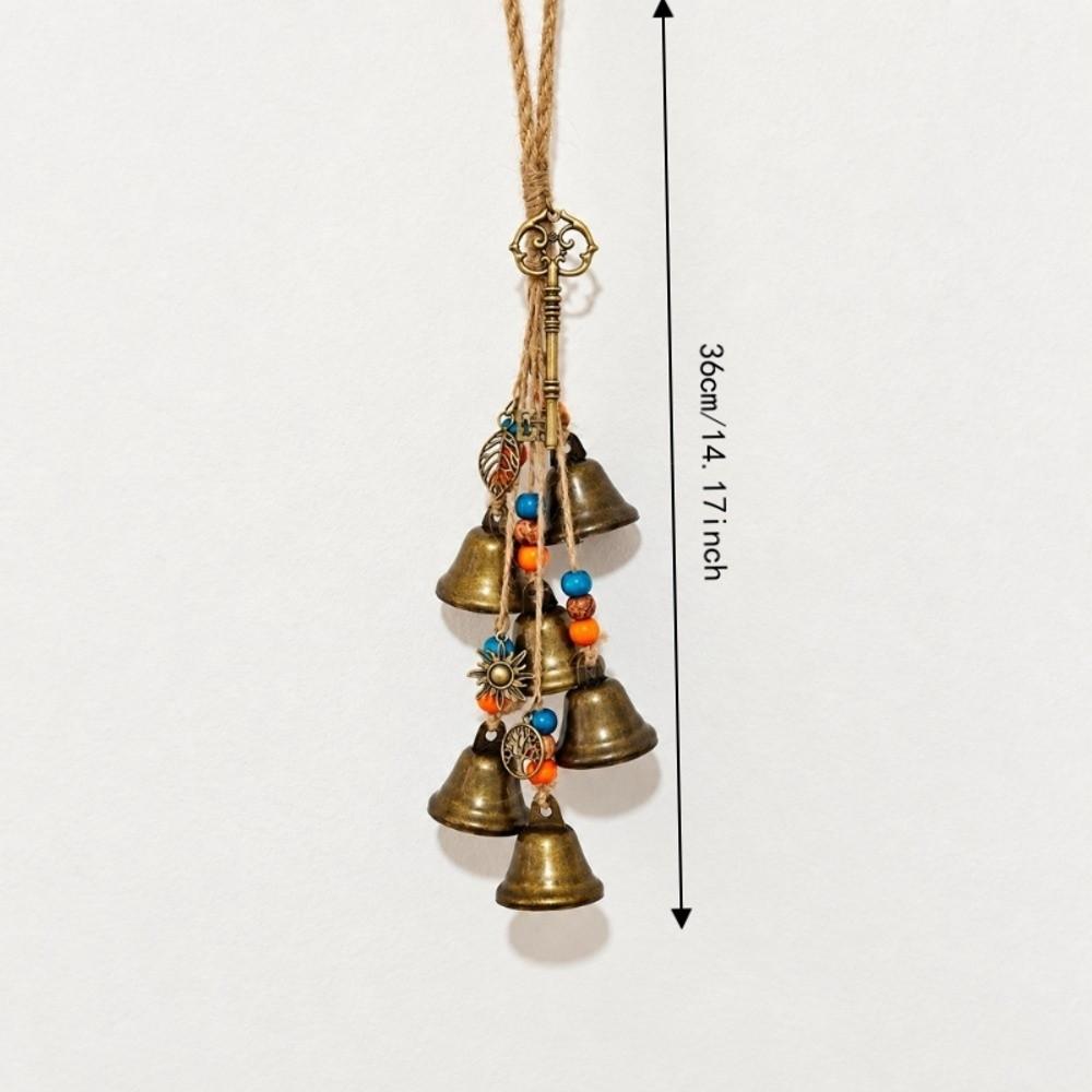 Rope Woven Hanging Bells Metal Door Handle Ornament Charming Bell Wind Chime  Home Wall Decoration