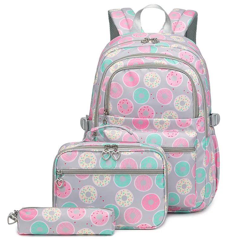 3 Pcs/Set School Bags for Teenage Girls Waterproof Children School Backpack Students Kids Schoolbag With Pencil Case Lunch Box