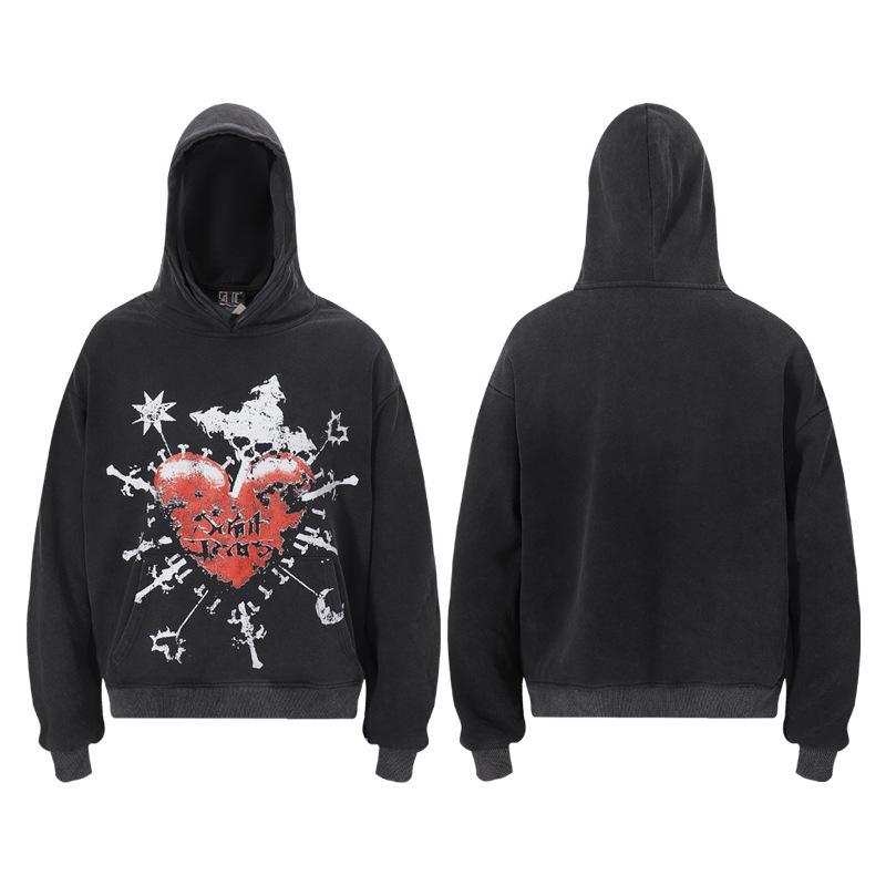 Unisex VTG High Street Saint Portrait Pattern Hoodie Sweatshirt