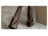 Women's Plus Size Retro High Waist PU Leather Flare Pants (Korean Style, 2026 Spring/Autumn)