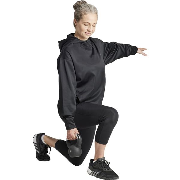 Adidas Aero Lady Game Go Fleece Size & Hoodie, DLF02, Women's, Black/White (IM2686), J/M