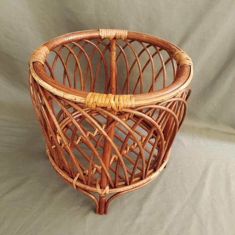 Rattan Vine Woven Round Basket Newborn Photo Prop for 1 Month/Hundred Day Shoots Essential Children's Baby Photography Basket