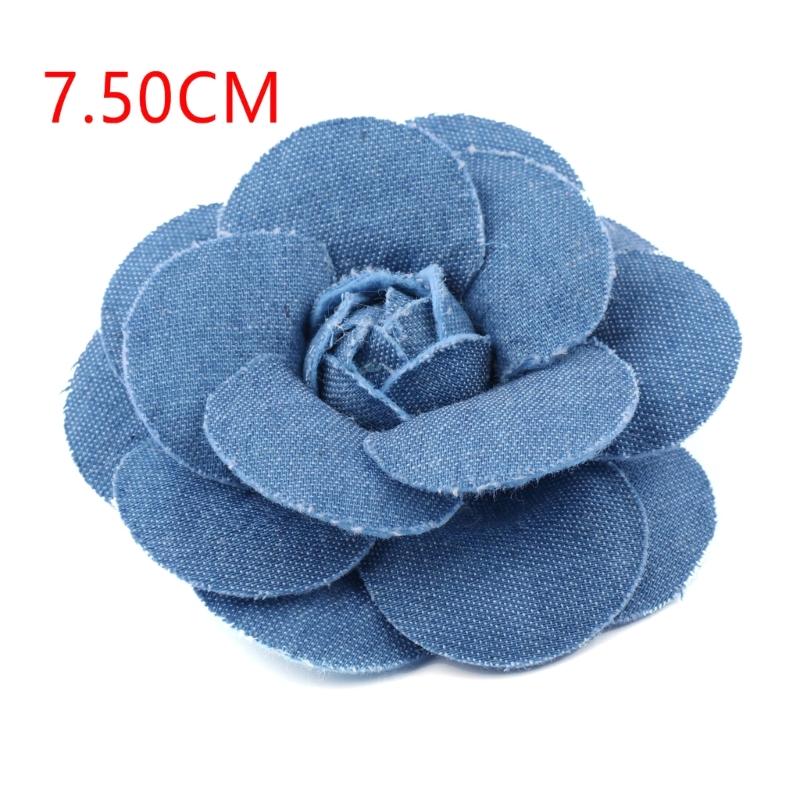 5pz Tessuto di Cotone Denim Coreano Fiori Vestiti Cappelli Decorazione Abito Fiori Accessori per Capelli Fai da Te Scrapbooking Materiali per Artigianato