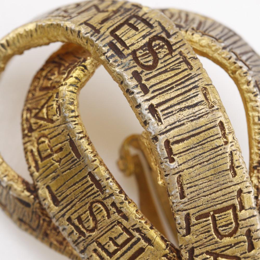 HERMES Ribbon motif Earring BIJOUTERIE FANTAISIE vintage Plated Gold ribbon 34g Women Used