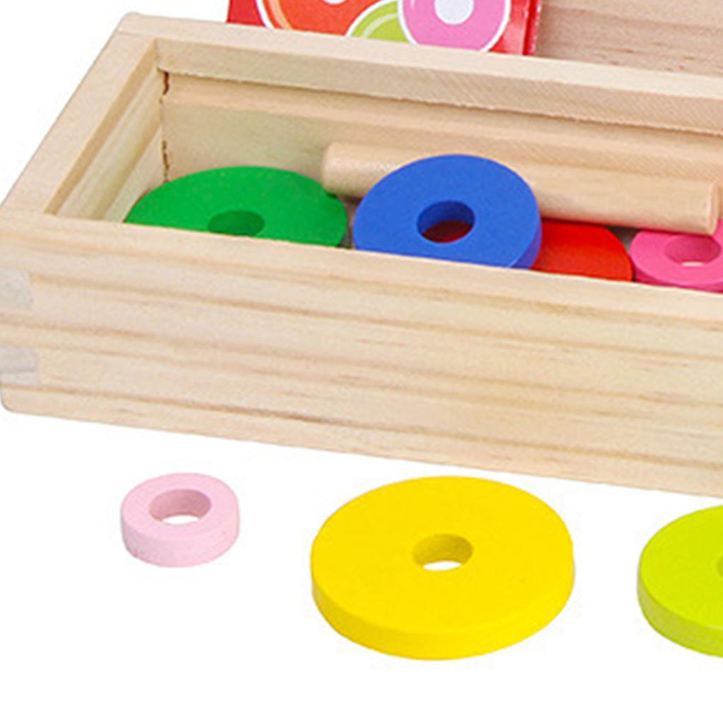 10 Rings Puzzle Game Wooden Tower Early Educational Logic Thinking Block Game Toy for Kids Large