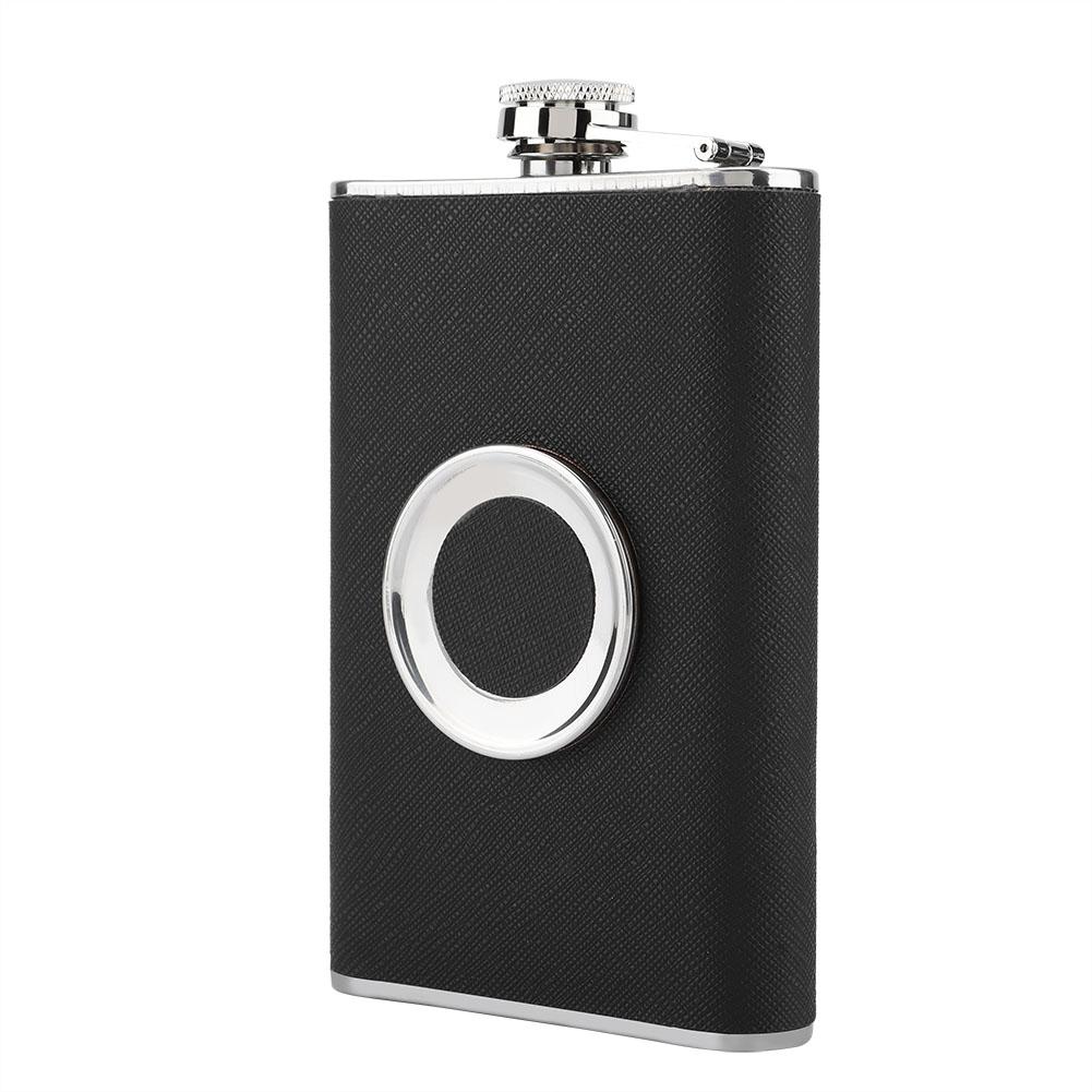 8 Oz Stainless Steel Shot Flask with Built In Collapsible Shot Glass and Funnel