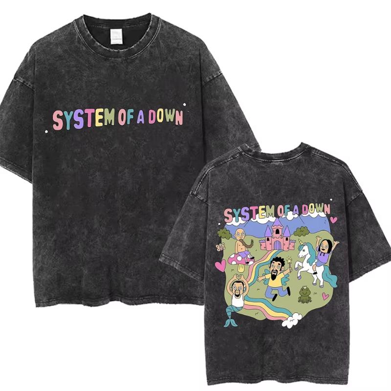 System of A Down Toxicity Album Graphic Washed Tshirt Unisex Women Rock Oversized T Shirts Unisex Vintage Alternative Metal Tshirts