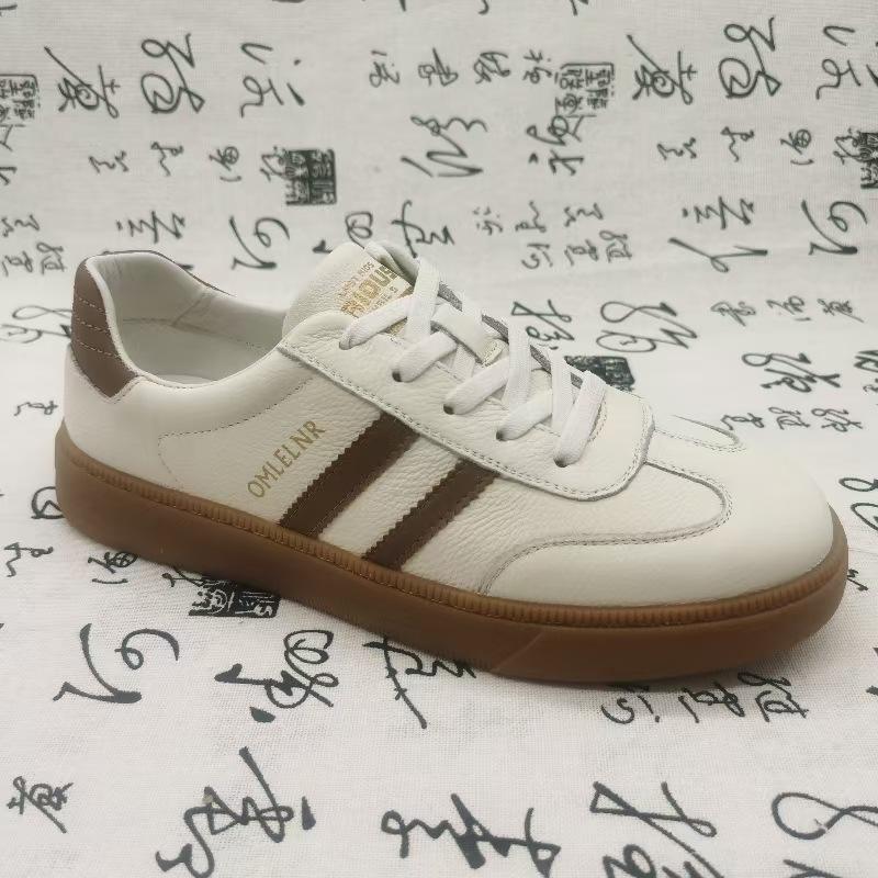 

Осенние спортивные кожаные туфли мужские из коровьей кожи с круглым носком трендовые модные повседневные мужские универсальные кожаные туфли 44 светло-коричневого