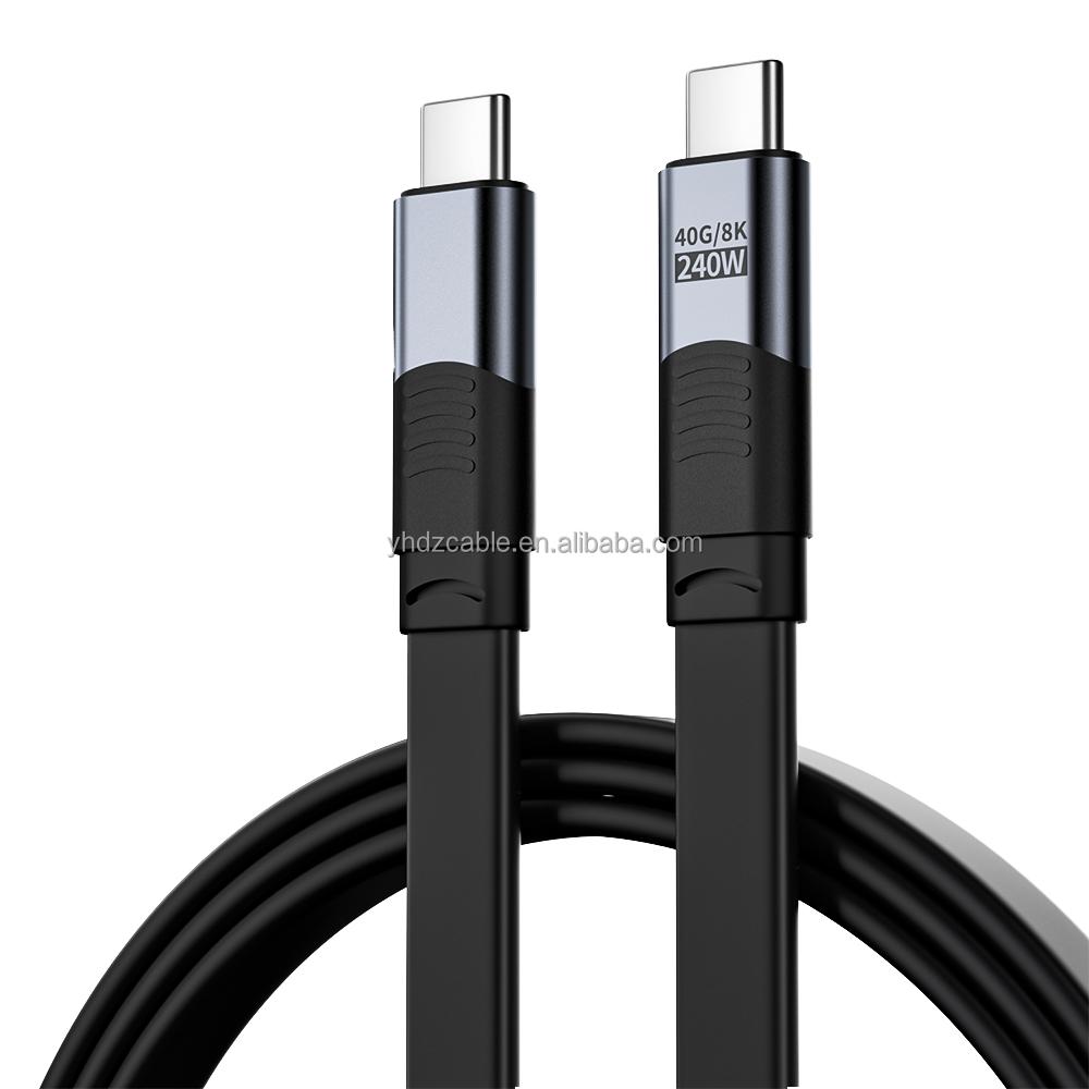 USB4 Full-Featured Type-C Dual-Head Flat Cable 40Gbps 5A Fast Charging Camera Use PVC Jacket 8K HD Video Compatible