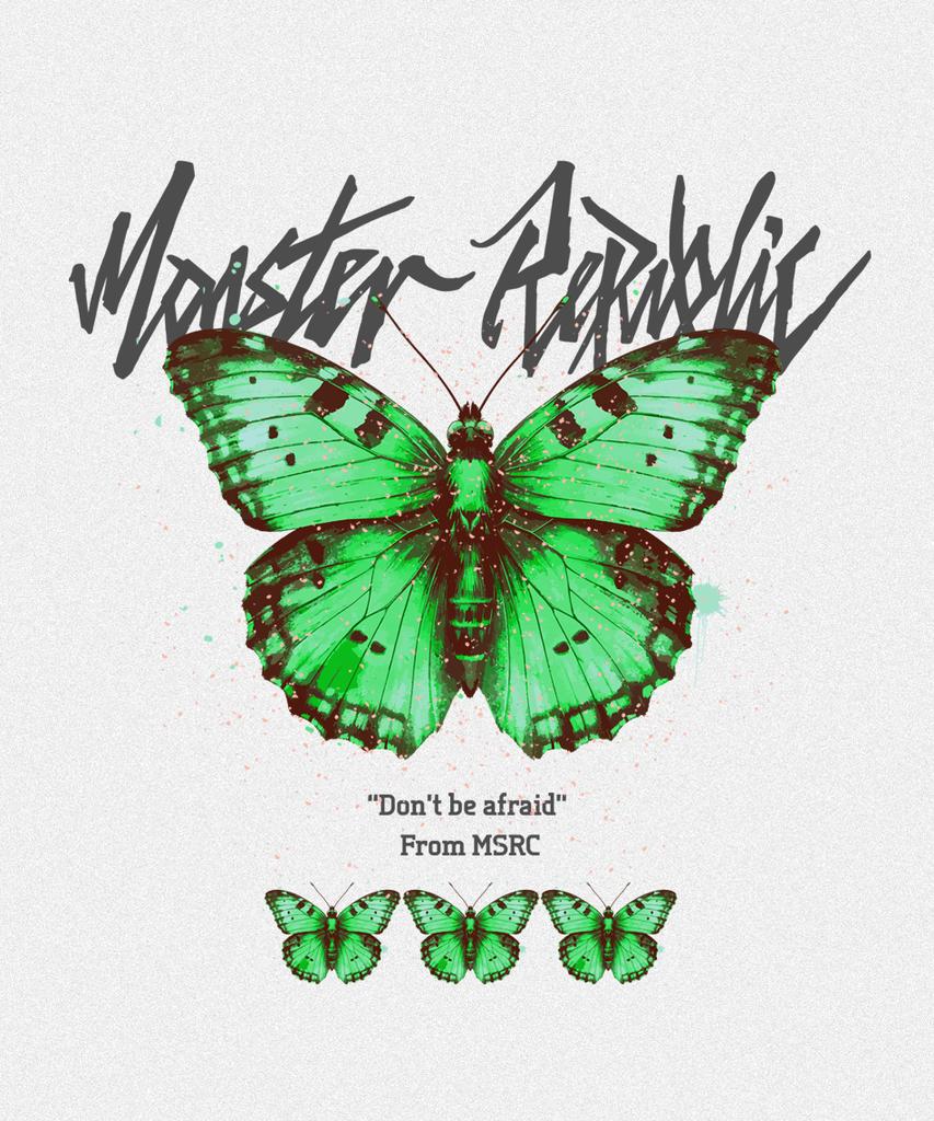 MONSTER REPUBLIC Butterfly Kelly Green T-Shirt White