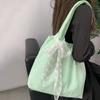With Lace Ribbon Canvas Hobo Bag Canvas Large Capacity Underarm Bag Striped Shoulder Bag  Travel