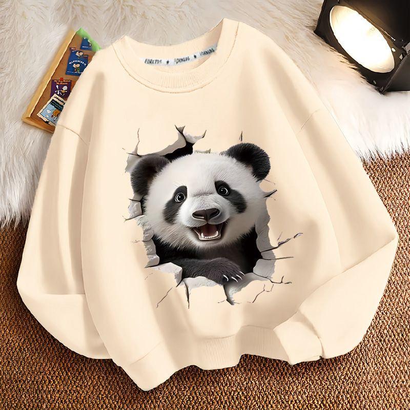 

Милые толстовки с пандой для детей, повседневные толстовки с длинным рукавом и круглым вырезом для мальчиков и девочек на осень и зиму 160