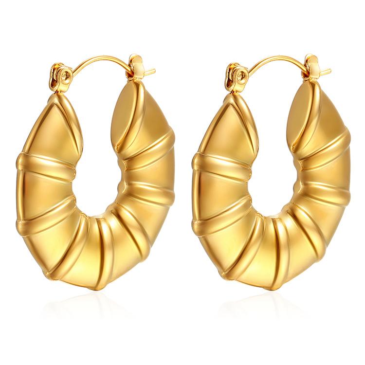 Solid Bamboo Stainless Steel Earrings, High-end Simple Women's 18K Trend Earrings