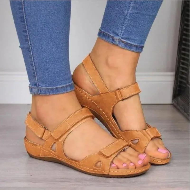 Sandals  Women Summer Open Toe Comfy Super Soft Premium Orthopedic Low Heels Walking Sandals  Toe Corrector Cusion