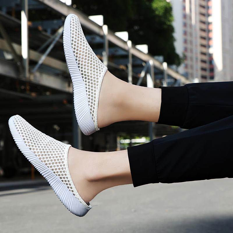 Mesh Half-slippers Breathable Men's Flats Women Walking Shoes Soft Slip-ons Casual Flat Shoes Lightweight Leisure Shoes