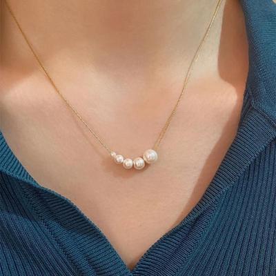 Farbverlauf Perlenkette mit Blasen: Koreanischer Stil, Modische Titanstahl, 18K Vergoldete Schlüsselbein Kette