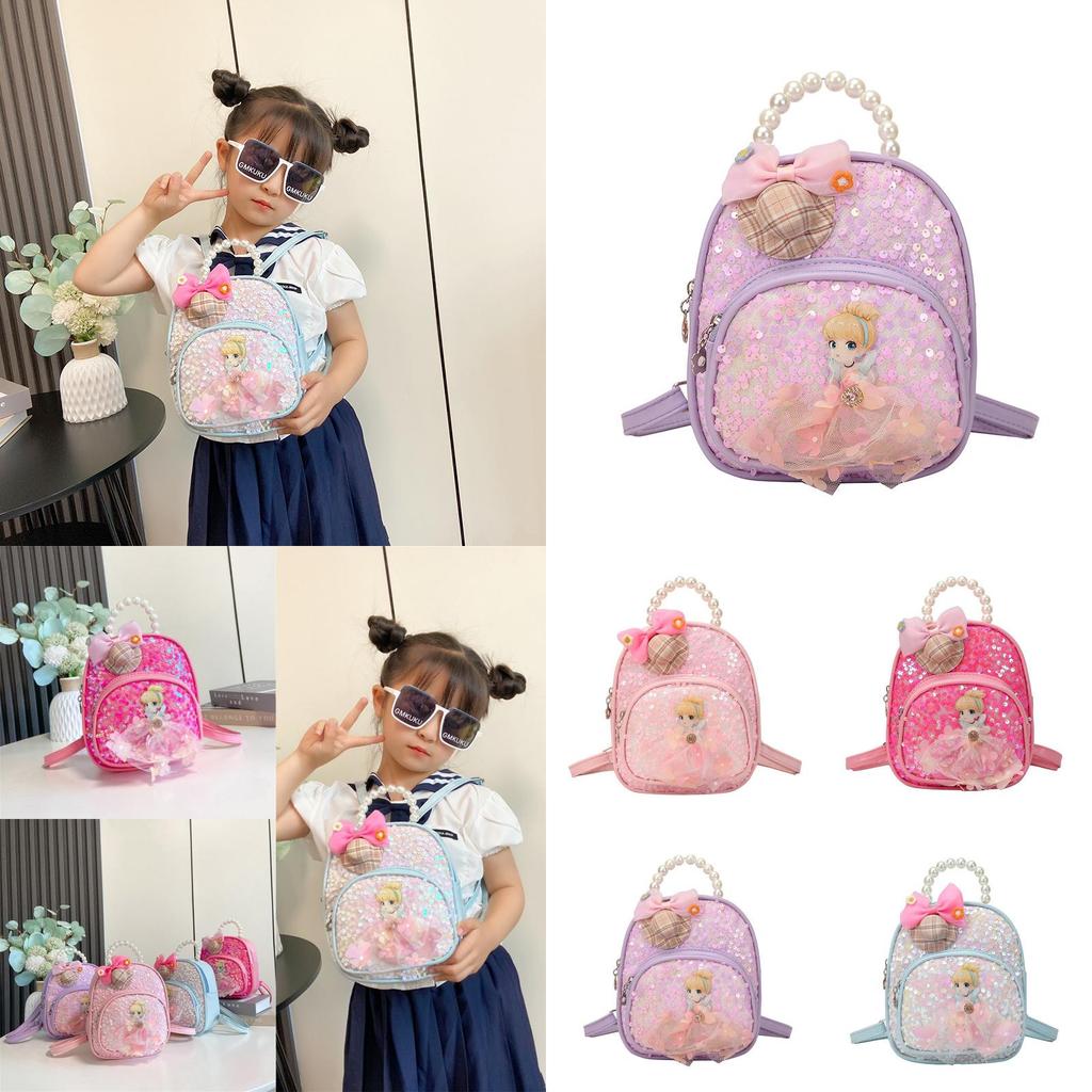 Trendy Modern Cartoon Princess Backpack Breathable Pu School Bag For Kids