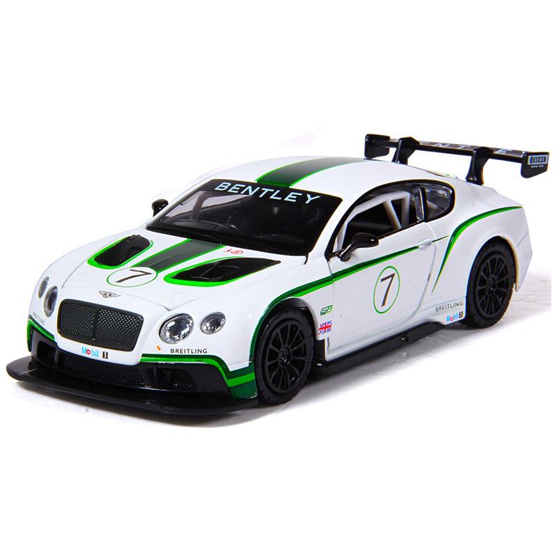 

1/24 Bentley Continental GT3 Свободный ход Высокий свет Спортивный гоночный автомобиль Модель Игрушка Литой металл Сплав Миниатюрная реплика белый