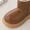 Children's Capibara Snow Boots Girls Thick Large Leather Winter Boots Girls Waterproof Bread Ankle Boots