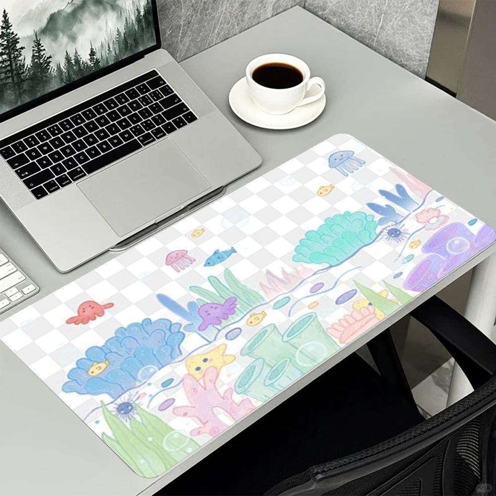 Cute Kawaii Cloud Bottle Large Extended Mouse Pad Non Slip Rubber Desk Mat For Gaming Laptop Keyboard Office Desktop Decor