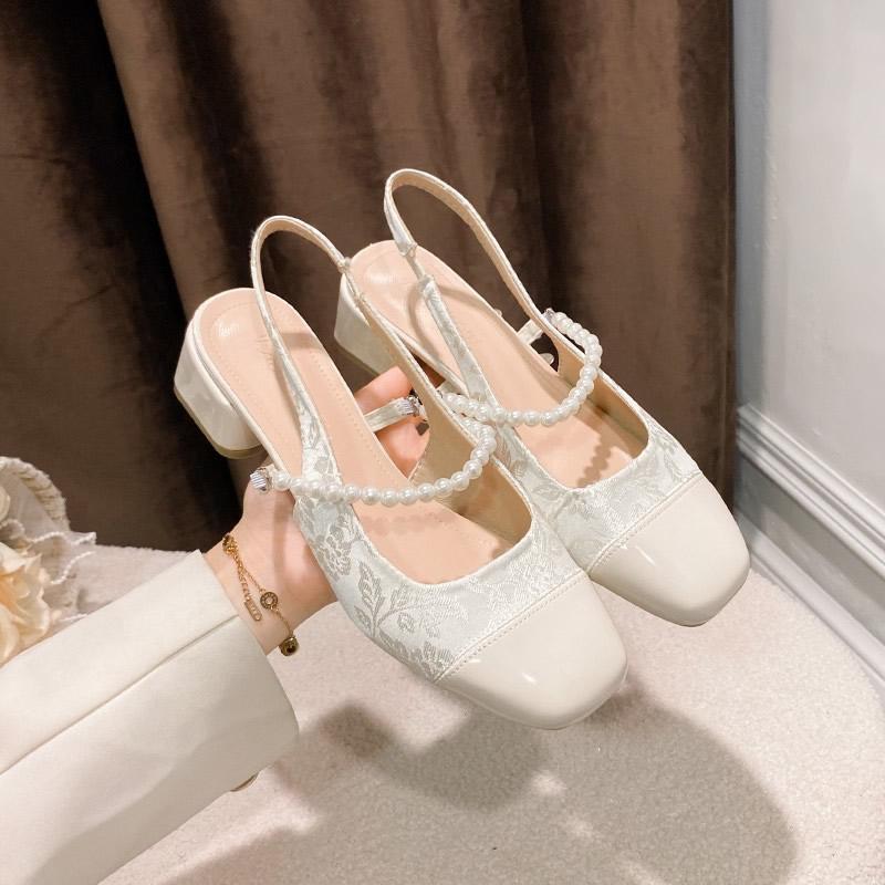 

2025 Spring Summer New Women Sandals Elegant Vestido Shoes Robust High Heels Ladies Thick Soles Mary Jane Style For Casual Wear 35 чорний