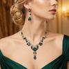 Luxury Rhinestone Jewelry Set Elegant Shiny Necklace Earrings Set Waterdrop Pendant Classic Wedding Bridal Accessories