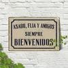 Vintage Metal Sign Asado Family Friends Always Welcome Kitchen Bar Decor