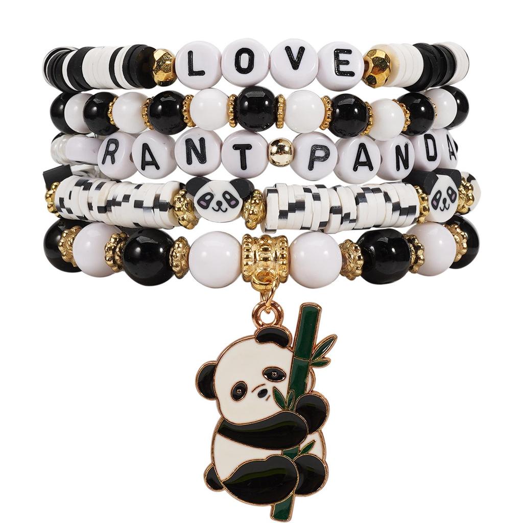 Bohemian Panda Handgefertigtes Perlenarmband-Set - 5 Stück
