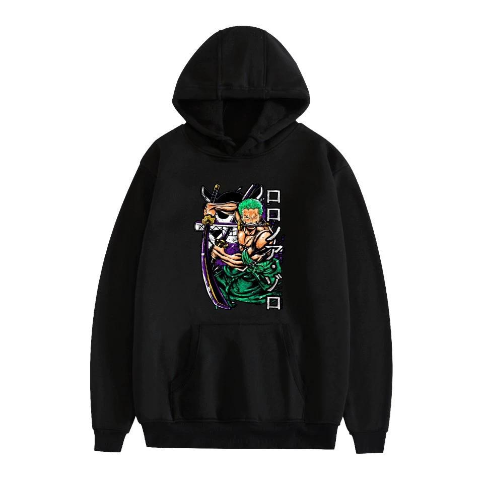

Худи из аниме ONE PIECE Худи Ророноа Зоро Уличная одежда Толстовка с капюшоном Мужчины Женщины Косплей Спорт XS чёрный
