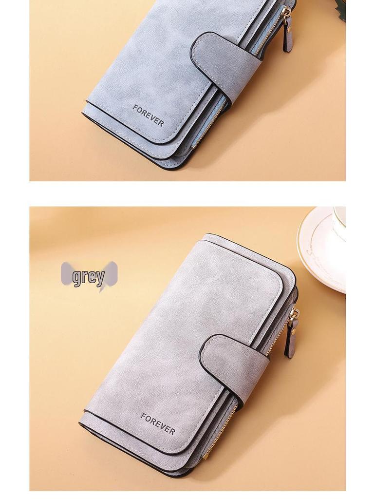 High-End Ladies Tri-Fold Wallet: Frosted PU, Multi-Card Slots, Coin Purse