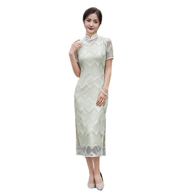 Tang's Love Lace High-end Cheongsam Summer Dress Women's Skinny Improved Chinese Style Young Daily 1011