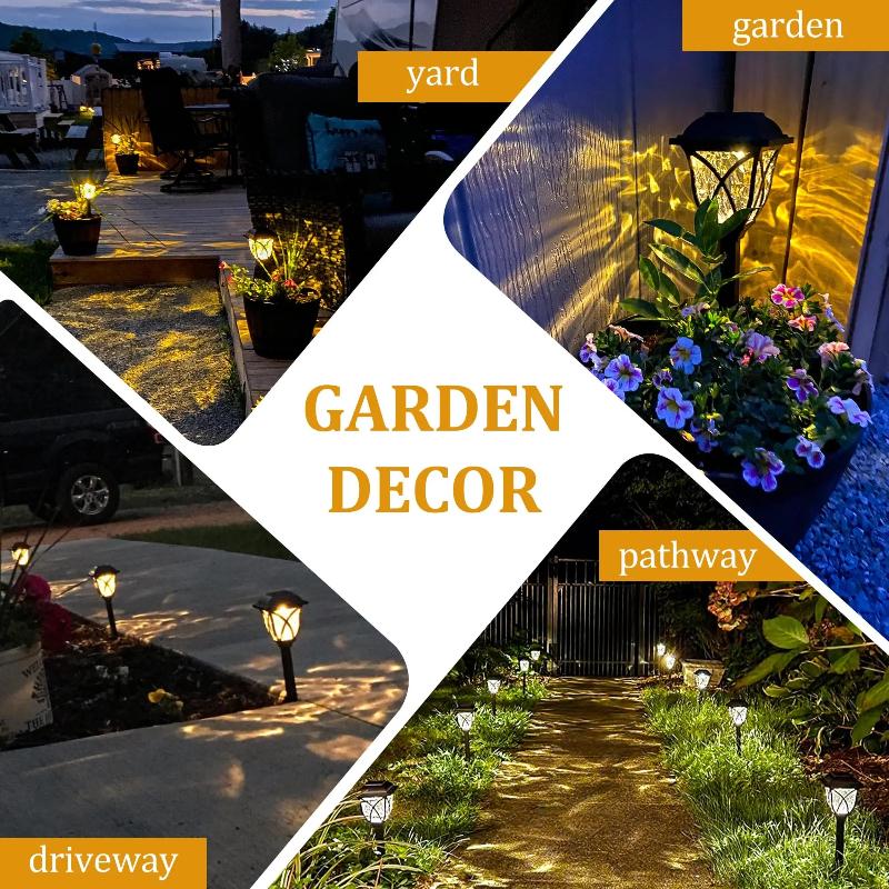 2pcs/Lot Led Solar Lawn Lights Outdoor Waterproof Warm Light Garden Decoration Lamp For Walkway Path Villa Yard Driveway
