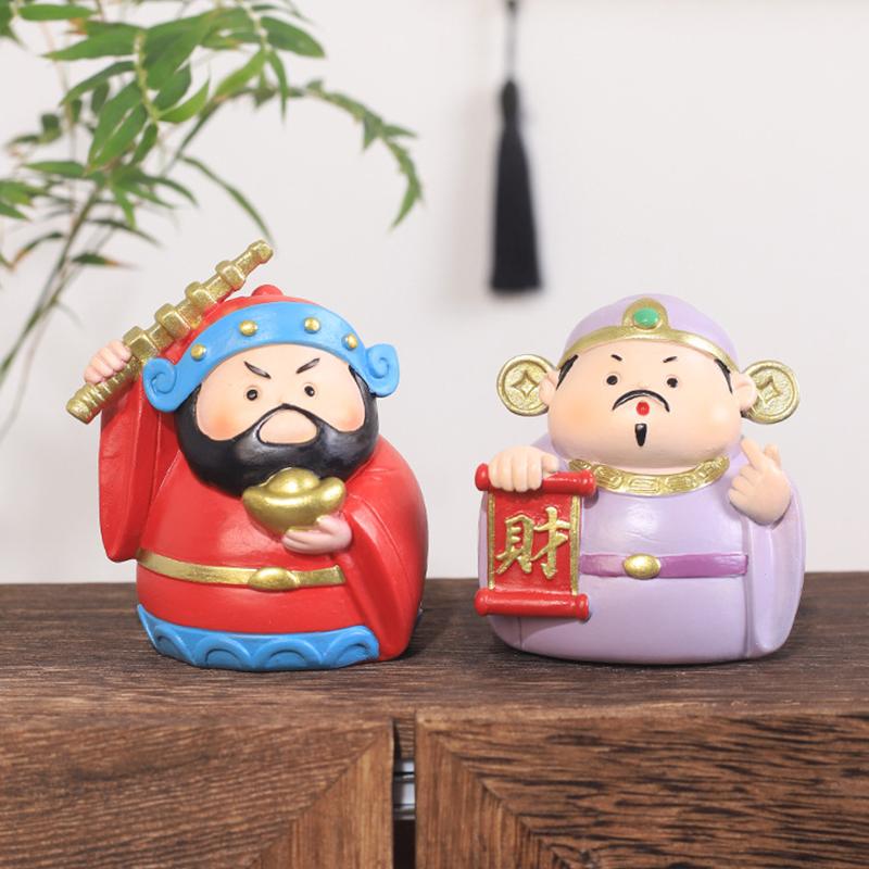 Figurines du Dieu de la richesse à cinq voies, trésor chinois Feng Shui, statue porte-bonheur en résine, décoration de voiture, de maison ou de bureau