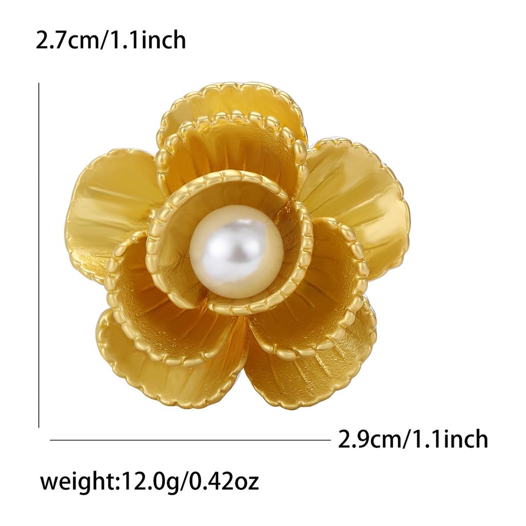 Fashion Alloy Matte Electroplated Flower Brooch Simple And Versatile Women'S Suit Sweater Corsage Jewelry Pin