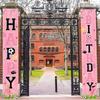 Set of 2 Pink Football-Themed Polyester Door Curtains, Measuring 30.48X179.83 cm, Perfect for Decorative Hanging at Home, Parties, And Outdoor Events 