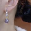 Elegant Purple Zircon Basket Drop Earrings Vintage-Inspired Perfect for Casual Attire & Gifting