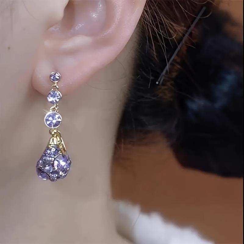 Elegant Purple Zircon Basket Drop Earrings Vintage-Inspired Perfect for Casual Attire & Gifting