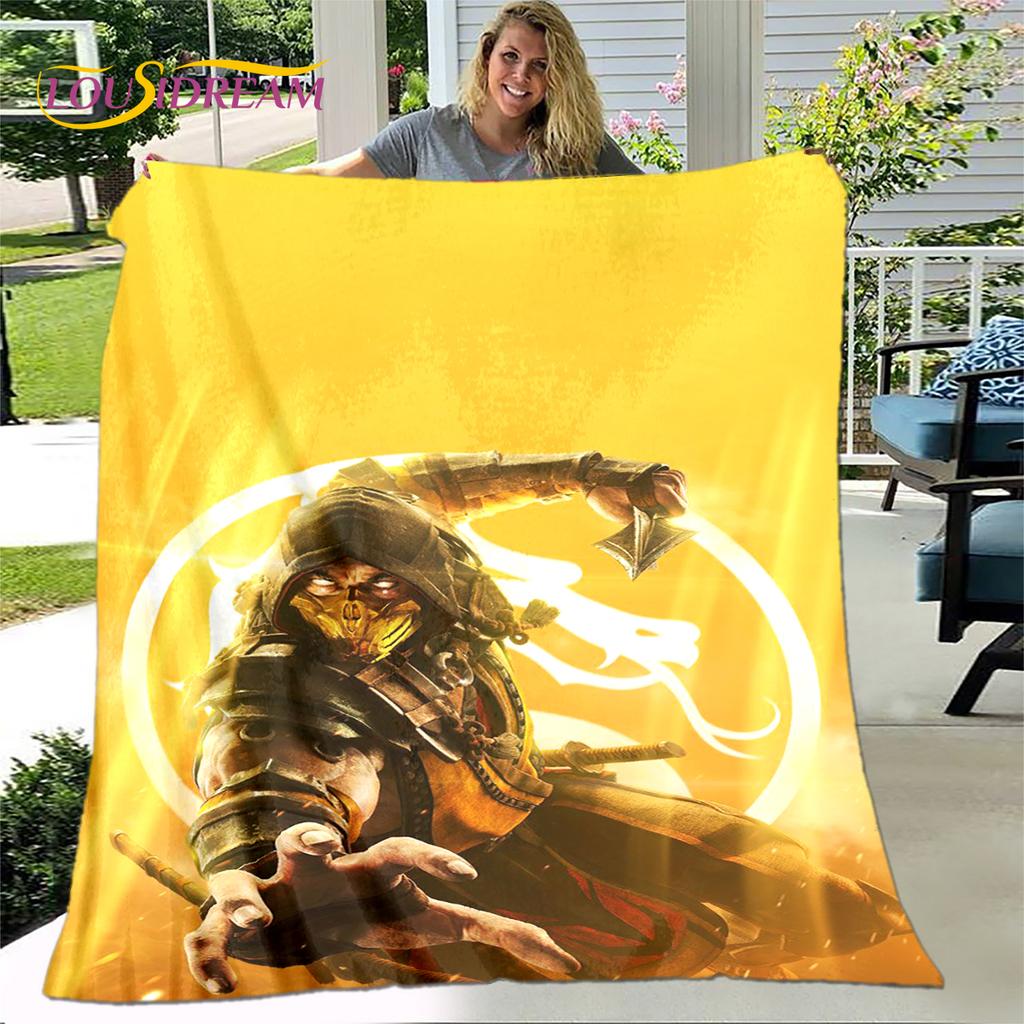 New Cartoon Mortal Kombat Blanket,Flannel Blanket Throw Blanket,Soft Warm Blanket for Living Room Bedroom Beds Sofa Decor Gift
